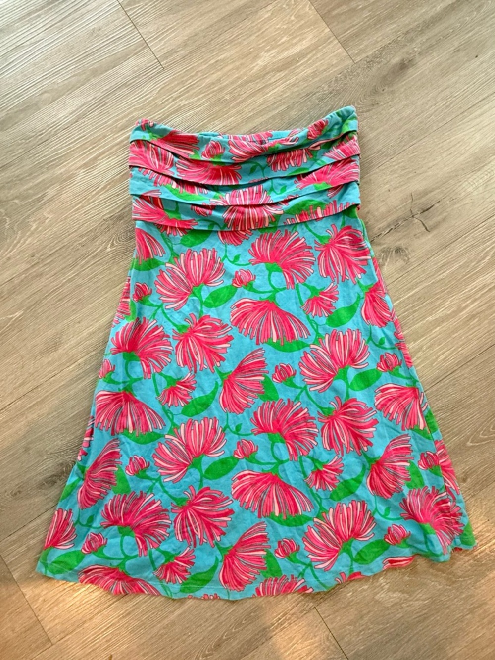 Lilly Pulitzer Blue A-Line dress with Pink Floral Print - Picture 4 of 9